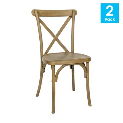 Flash Furniture HERCULES Contemporary Wood Look Resin Cross Back Dining Chair, Chestnut,  2/Pack (2L9M2CHSNT)