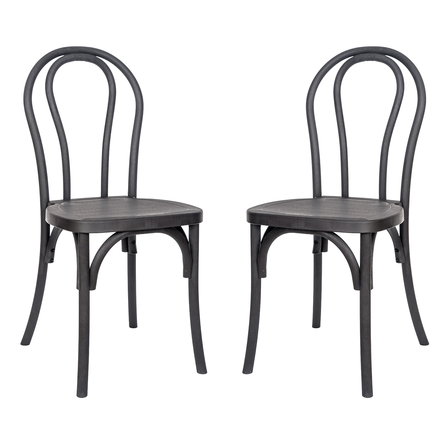 Flash Furniture HERCULES Contemporary Wood Look Resin Thonet Style Dining Chair, Black, 2/Pack (2L9M5BLK)