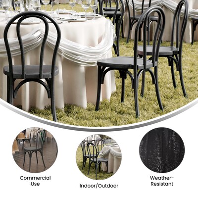 Flash Furniture HERCULES Contemporary Wood Look Resin Thonet Style Dining Chair, Black, 2/Pack (2L9M5BLK)