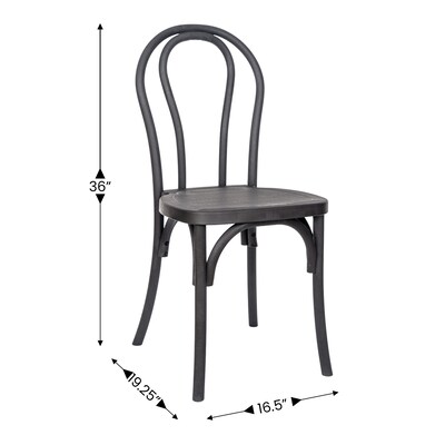 Flash Furniture HERCULES Contemporary Wood Look Resin Thonet Style Dining Chair, Black, 2/Pack (2L9M5BLK)