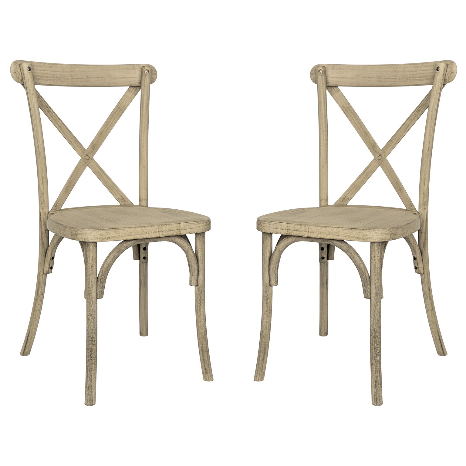 Flash Furniture HERCULES Contemporary Wood Look Resin Cross Back Dining Chair, Light Oak, 2/Pack (2L9M2LTOAK)