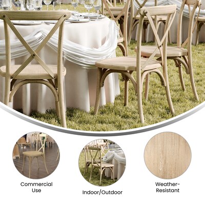 Flash Furniture HERCULES Contemporary Wood Look Resin Cross Back Dining Chair, Light Oak, 2/Pack (2L9M2LTOAK)