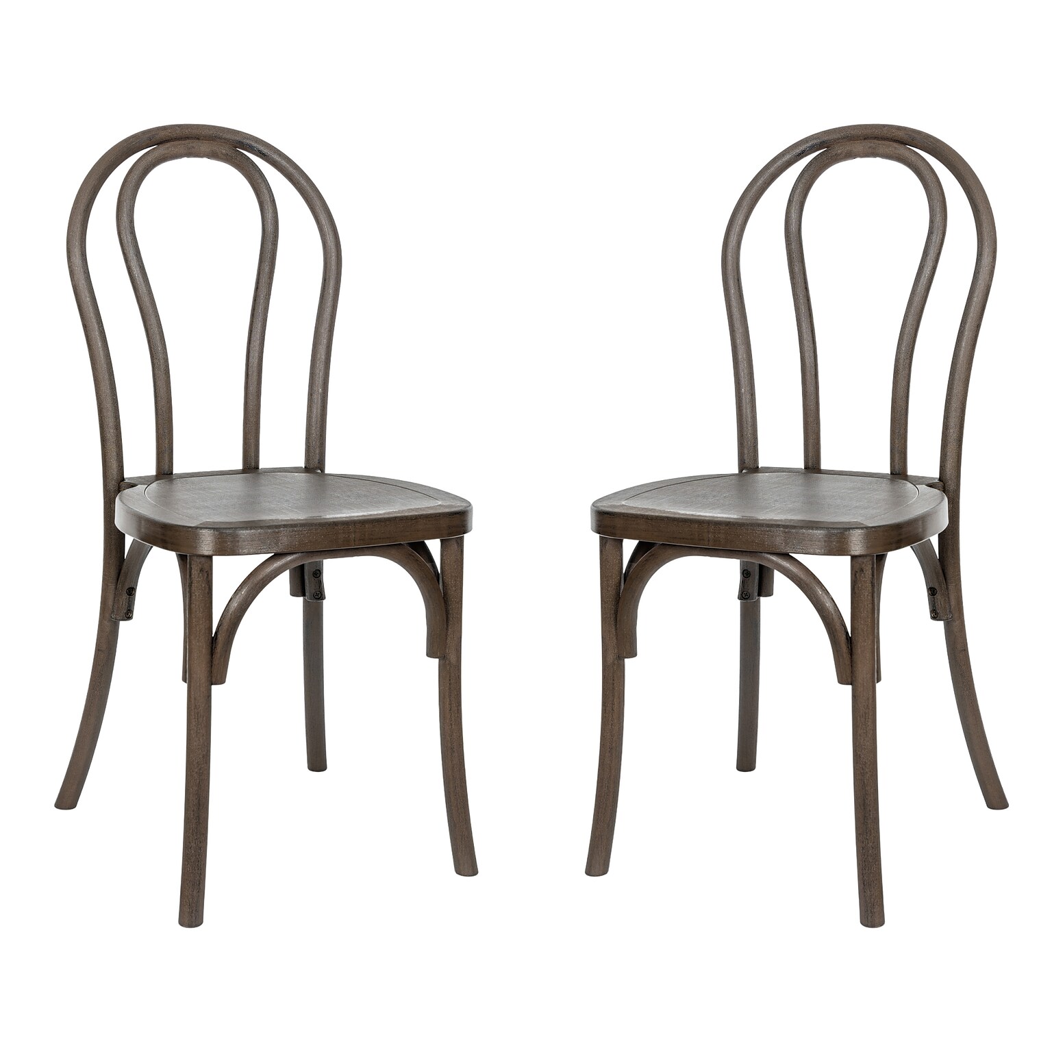Flash Furniture HERCULES Contemporary Wood Look Resin Thonet Style Dining Chair, Dark Brown, 2/Pack (2L9M5DKBRN)
