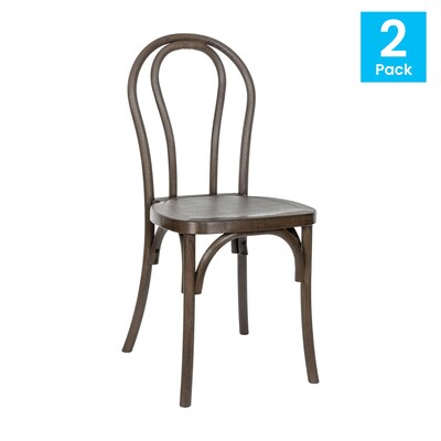 Flash Furniture HERCULES Contemporary Wood Look Resin Thonet Style Dining Chair, Dark Brown, 2/Pack
