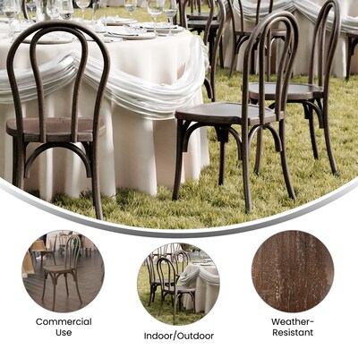Flash Furniture HERCULES Contemporary Wood Look Resin Thonet Style Dining Chair, Dark Brown, 2/Pack (2L9M5DKBRN)