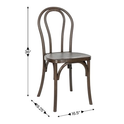 Flash Furniture HERCULES Contemporary Wood Look Resin Thonet Style Dining Chair, Dark Brown, 2/Pack (2L9M5DKBRN)