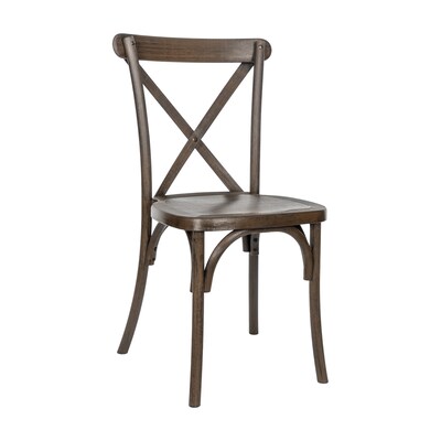Flash Furniture HERCULES Contemporary Wood Look Resin Cross Back Dining Chair, Dark Brown (L9M2DKBRN
