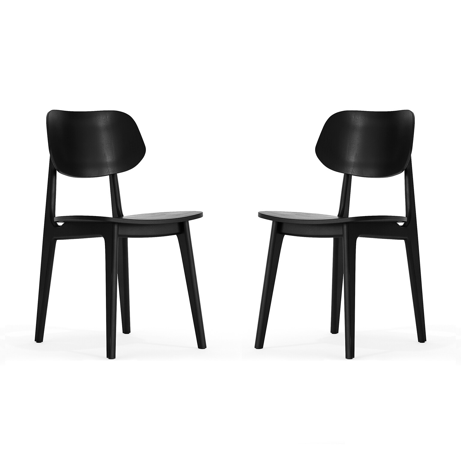 Flash Furniture Verona Contemporary Solid Wood Dining Chair, Black, 2/Pack (2XUCH103673BLK)