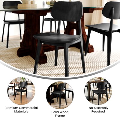 Flash Furniture Verona Contemporary Solid Wood Dining Chair, Black, 2/Pack (2XUCH103673BLK)