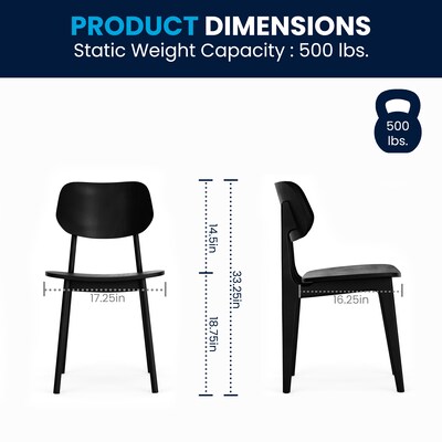 Flash Furniture Verona Contemporary Solid Wood Dining Chair, Black, 2/Pack (2XUCH103673BLK)