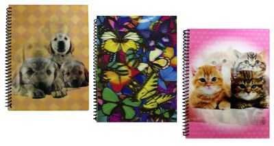 Inkology Lenticular 1 Subject Notebook, College Ruled, Assorted, 10.5 x 8, 12 Pack (3090)