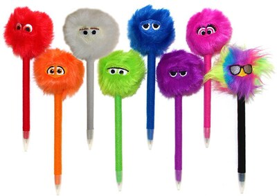 Inkology Fluffles Plush Pen, Medium Point, Black Ink, 8/Pack (6022)