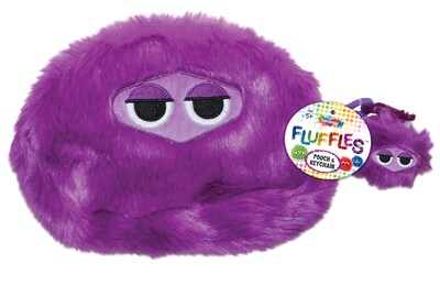 Inkology Fluffles Purple Plush 2 Piece Pouch and Key Chain Set, 12 Pack (6350)