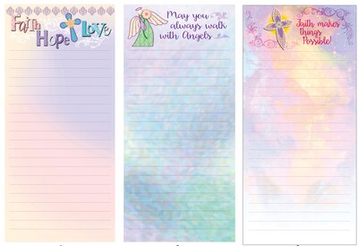 Inkology Faith Magnetic Memo Pads, Assorted, 7.5 x 3.5, 12 Pack (6985)