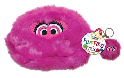 Inkology Fluffles Pink Plush 2 Piece Pouch and Key Chain Set, 12 Pack (6343)