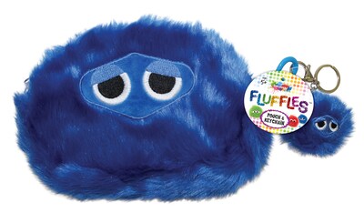 Inkology Fluffles Blue Plush 2 Piece Pouch and Key Chain Set, 12 Pack (6336)