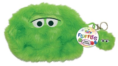 Inkology Fluffles Green Plush 2 Piece Pouch and Key Chain Set, 12 Pack (6329)