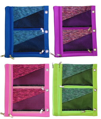 Inkology Oversized Binder Pencil Pouch, Assorted, 8 Pack (4790)