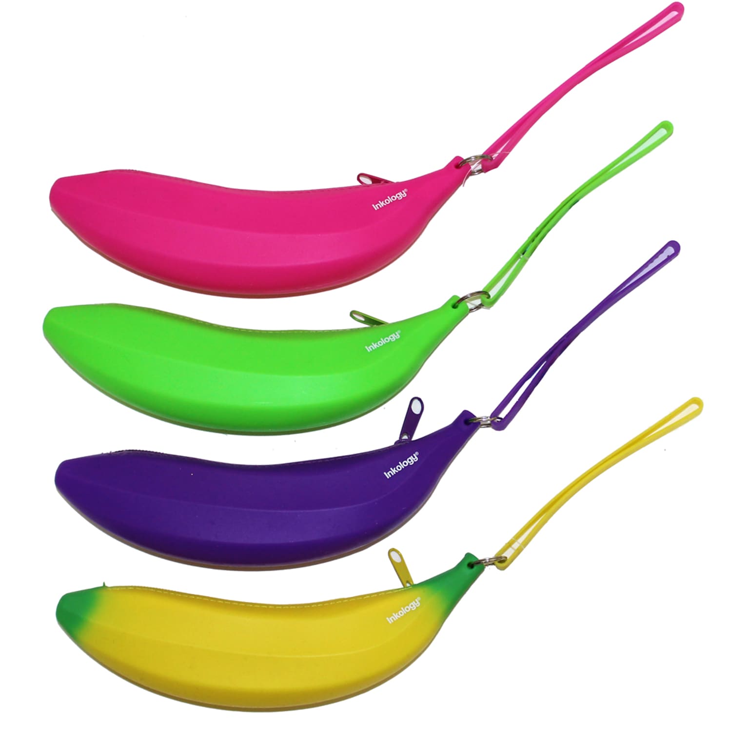 Inkology Banana Silicone Pencil Pouch, Assorted, 6 Pack (4776)