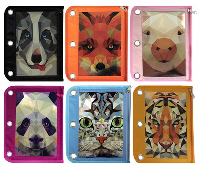 Inkology Totem Binder Pencil Pouch, Assorted, 6 Pack (4769)