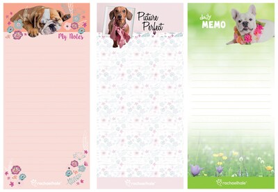 Inkology Rachael Hale Dogs Magnetic Memo Pads, Assorted, 7.5 x 3.5, 12 Pack (0709)