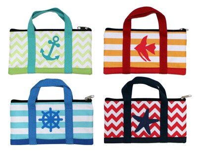 Inkology Beach Bag Pencil Pouch, Assorted, 8 Pack (4530)