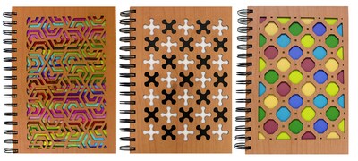 Inkology Wood Cut Journal Assorted, 8.3 x 5.8, 6 Pack (3687)