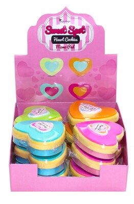Inkology Heart Cookie Memo Pad, Assorted, 4 x 3.25, 12 Pack (6770)