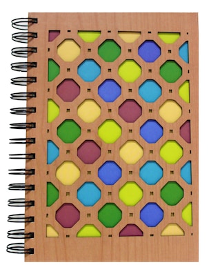 Inkology Wood Cut Color Dots Journal, 8.3 x 5.8, 6 Pack (3717)