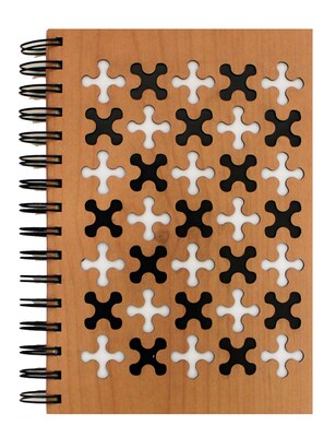 Inkology Wood Cut Journal, 5.8 x 8.3, College Ruled, Black/White/Brown, 6/Pack (INK-3700-06)