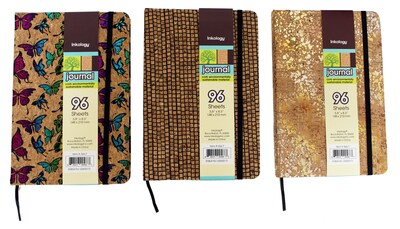 Inkology Cork Journal, 5.8 x 8.3, College Ruled, Multicolor, 6/Pack (566-7PDQ)