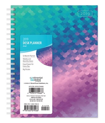 2019 Brown Trout 6 x 7.75 Weekly Desk Planner, Sylvia Plat Ariel Collection (9781465079466)