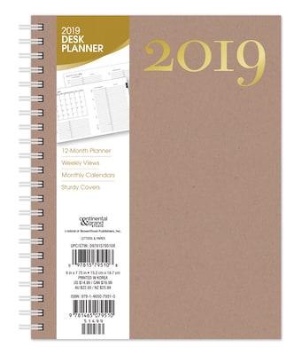 2019 Brown Trout  6 x 7.75 Weekly Desk Planner, Letters & Paper High Quality Designs and Material (9781465079510)