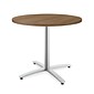 HON Between Round Table, Seated Height X-Base, 36"D, Pinnacle Laminate, Textured Silver Finish