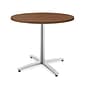 HON Between Round Table, Seated Height X-Base, 36"D, Shaker Cherry Laminate/Textured Silver Finish