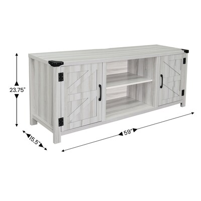 Flash Furniture Charlotte Farmhouse Barn Door TV Stand, Screens up to 65", Light Gray (GCMBLK67LTGY)
