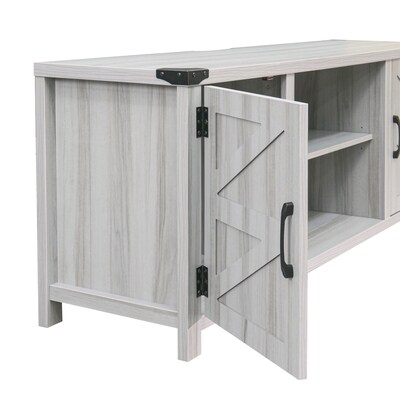 Flash Furniture Charlotte Farmhouse Barn Door TV Stand, Screens up to 65", Light Gray (GCMBLK67LTGY)