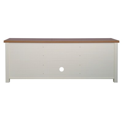 Flash Furniture Kilead Farmhouse TV Stand, Screens up to 80", White Base/Walnut Top (GCMBLK66WH)