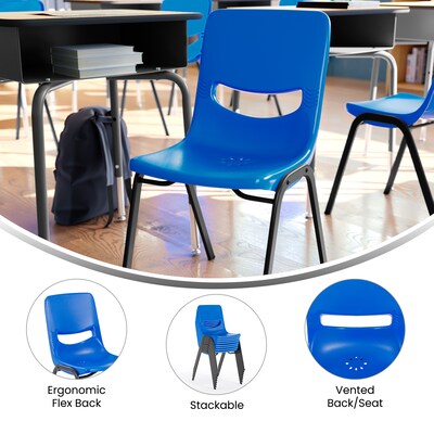 Flash Furniture HERCULES Polypropylene Heavy-Duty Classroom Stack Chair, Navy (SFCH003NVYBLK)