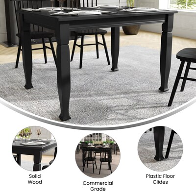 Flash Furniture Grace Solid Wood Dining Table, 36.25" x 47", Black (KERT799BLK47)