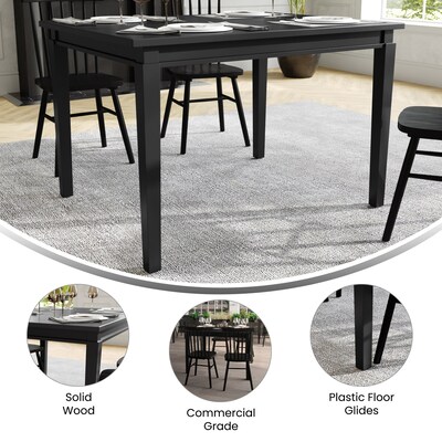 Flash Furniture Henry Solid Wood Dining Table, 36.25" x 47", Black Matte (KERT217BLK47)