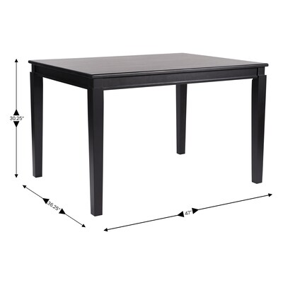 Flash Furniture Henry Solid Wood Dining Table, 36.25" x 47", Black Matte (KERT217BLK47)