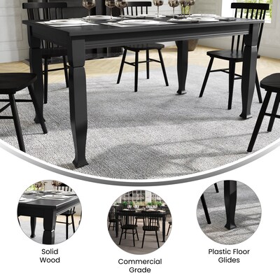 Flash Furniture Grace Solid Wood Dining Table, 36.25" x 60", Black (KERT799BLK60)