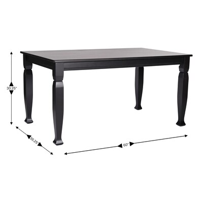 Flash Furniture Grace Solid Wood Dining Table, 36.25" x 60", Black (KERT799BLK60)