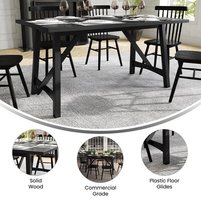 Flash Furniture Everly Solid Wood Trestle Base Dining Table, 36" x 60", Black (KERT851BLK60)