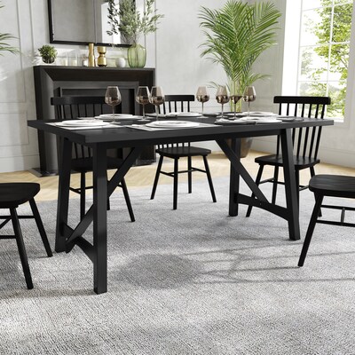 Flash Furniture Everly Solid Wood Trestle Base Dining Table, 36" x 60", Black (KERT851BLK60)