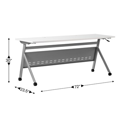 Flash Furniture Davis 72"W x 24"D Foldable Training Room Table, Laminate, White Tabletop/Gray Frame (MTM7224YLEGWG)