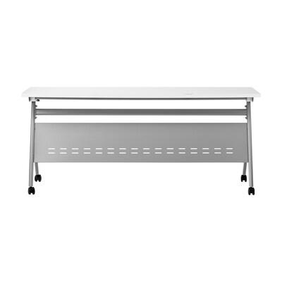 Flash Furniture Davis 72"W x 24"D Foldable Training Room Table, Laminate, White Tabletop/Gray Frame (MTM7224YLEGWG)