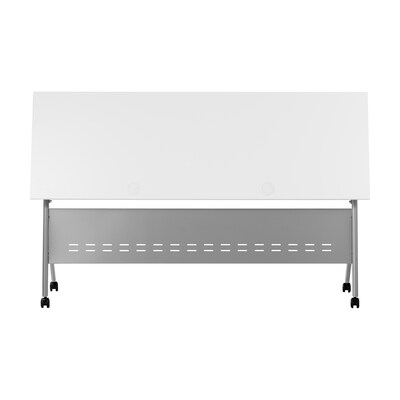 Flash Furniture Davis 72"W x 24"D Foldable Training Room Table, Laminate, White Tabletop/Gray Frame (MTM7224YLEGWG)