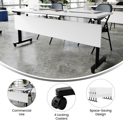 Flash Furniture Palmer 72"W x 24"D Foldable Training Room Table, Laminate, White Tabletop/Black Frame (MTM7224TLEGWB)